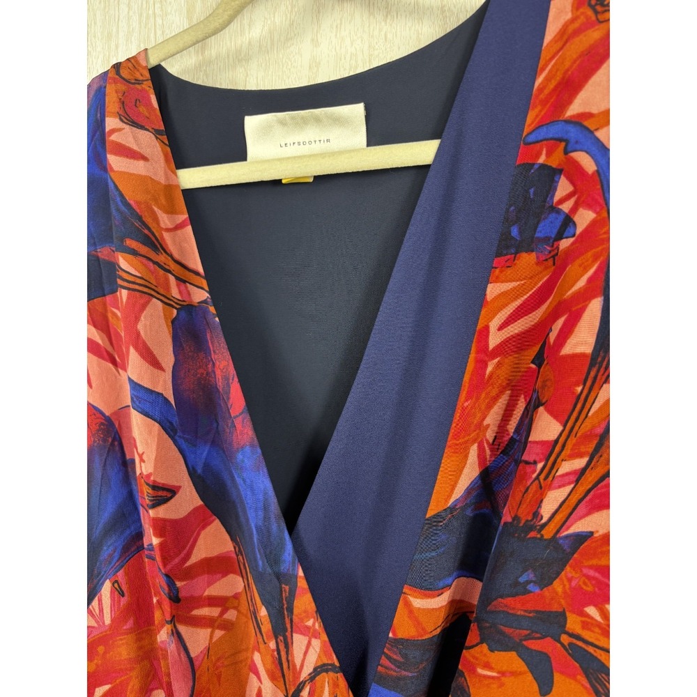 Leifsdottir Malva Silk Wrap Dress Floral Hi Lo Boho Resort Women 14 - Picture 5 of 9
